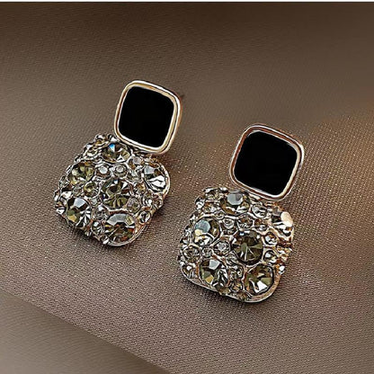 Simple Style Square Alloy Inlay Rhinestones Women's Drop Earrings