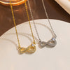 Number Letter Text Titanium Steel 18K Gold Plated Necklaces