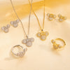 Moderate Luxury Quadrilateral Geometric Heart Titanium Steel 18K Gold Plated Necklaces