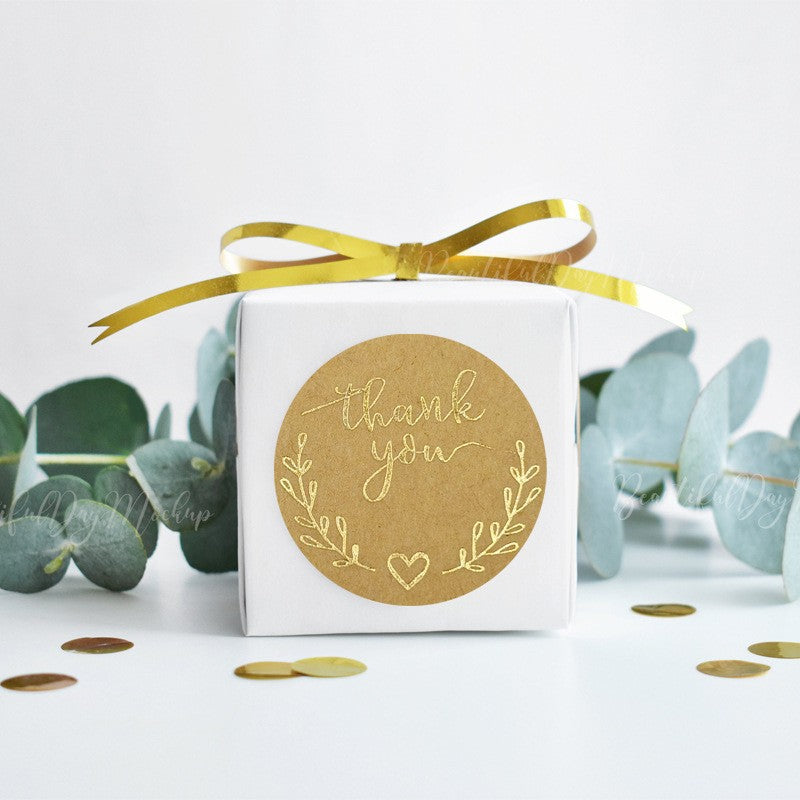 Popular Kraft Paper Olive Branch Thank You Stickers