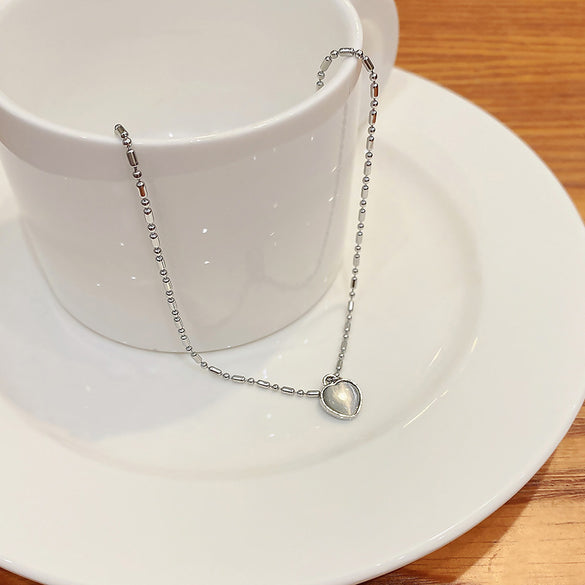 Korean version ins wind titanium steel necklace for girls' high-end sense versatile niche pearl collarbone chain pendant with jewelry wholesale