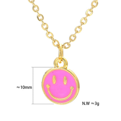 Wholesale Jewelry Smile Face Oil Drop Pendant Copper Necklace Gooddiy