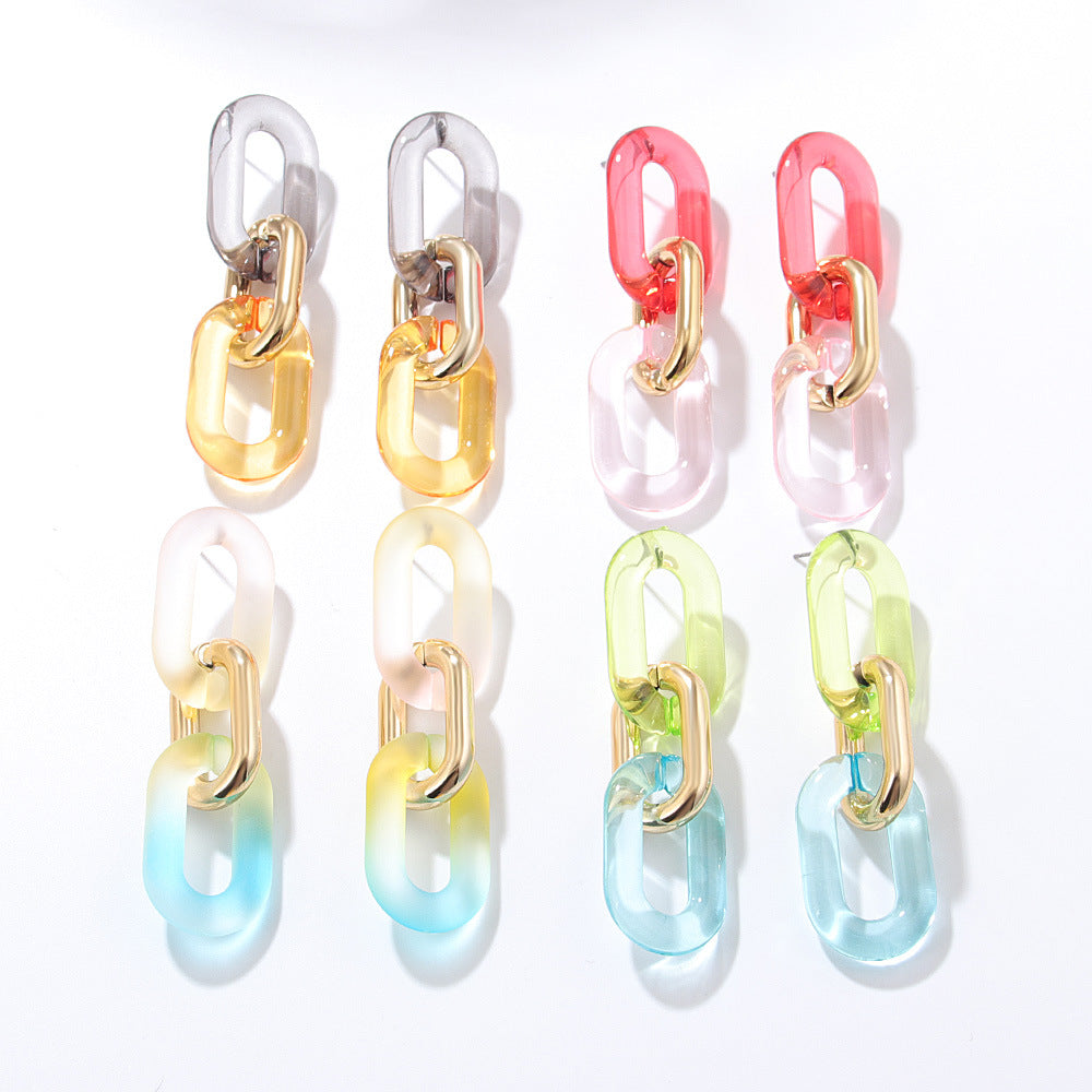 1 Pair Exaggerated Geometric Patchwork Plastic Drop Earrings