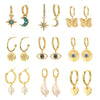 European and American popular fashion love devil's eye earrings, electroplating 14K real gold earrings, inset with zircon and pearl earrings