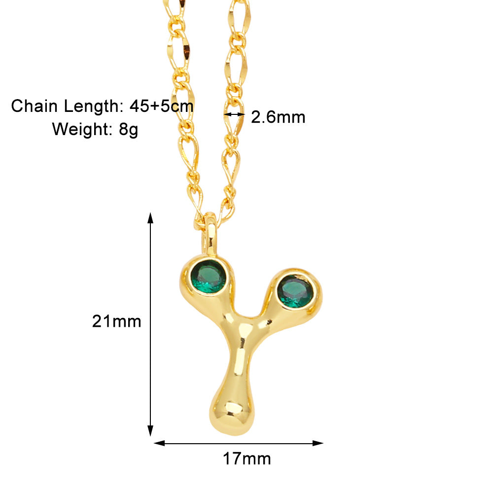 Simple Style Letter Copper Plating Inlay Zircon Pendant Necklace