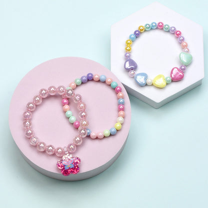 Simple Style Heart Shape Flower Plastic Beaded Girl's Bracelets