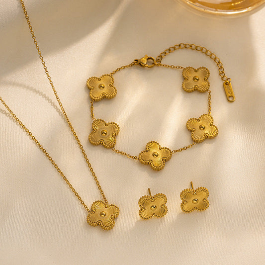 Korean Geometric Titanium Steel 18K Gold Plated Necklaces