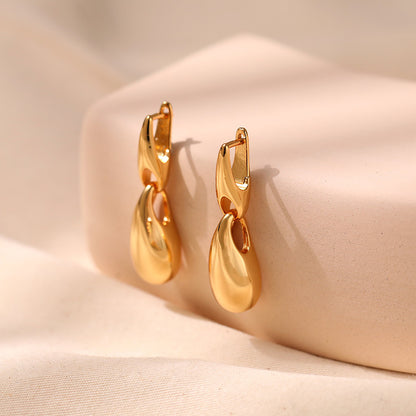 1 Pair Lady Water Droplets Plating Copper Drop Earrings