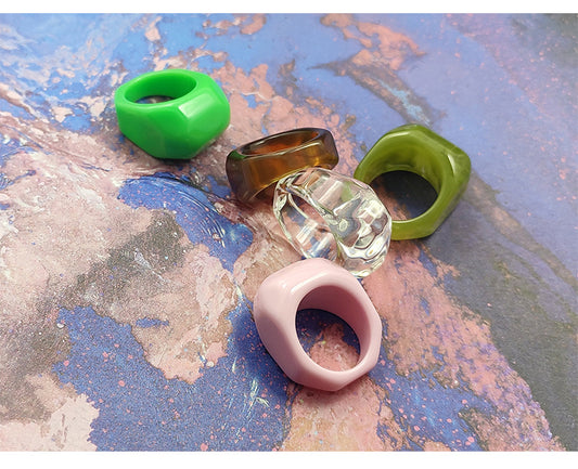 Casual Solid Color Plastic Resin Rings