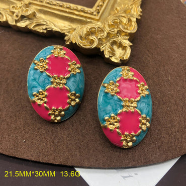 1 Pair Retro Geometric Plating Alloy Ear Studs