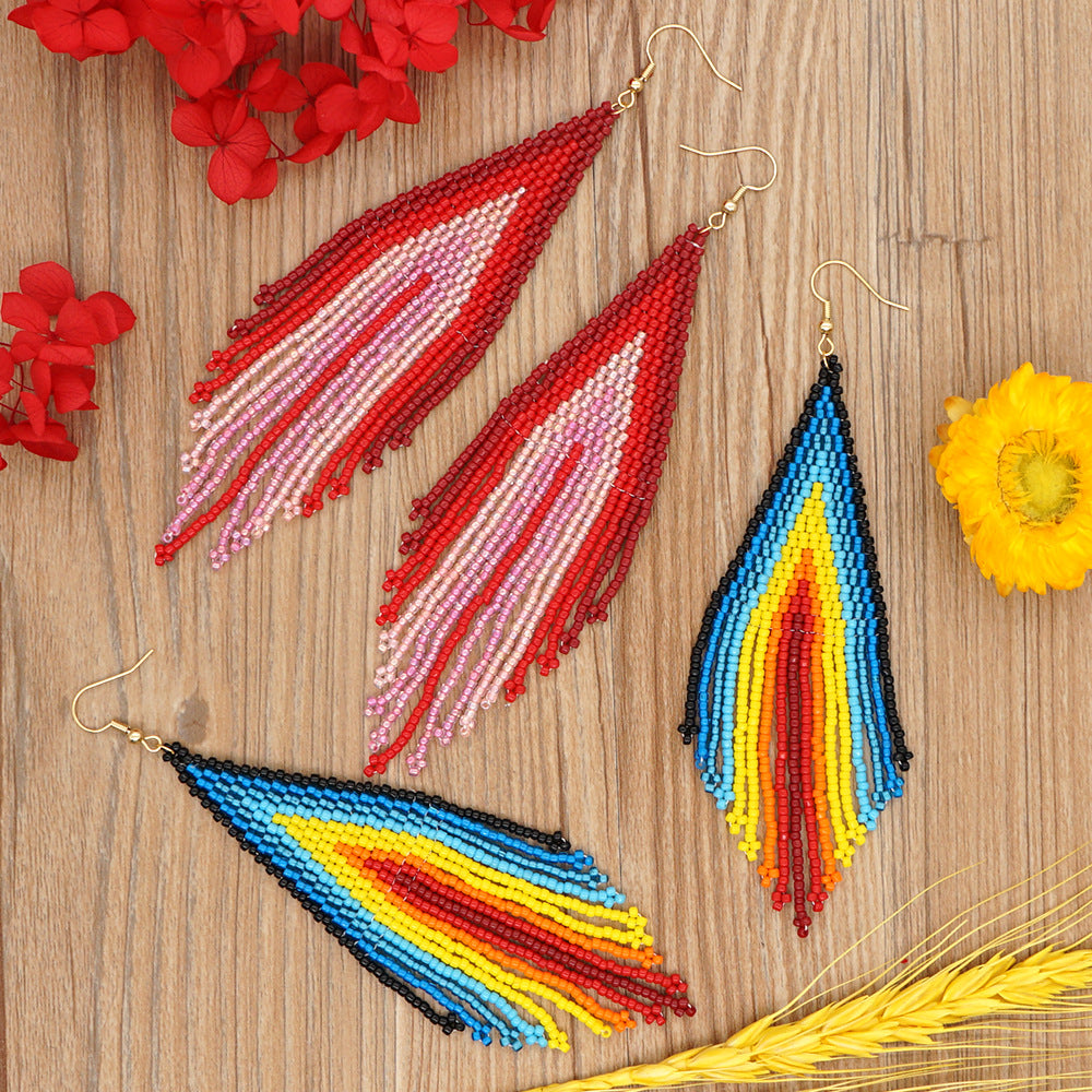 Bohemian Ethnic Hand-woven Tassel Long Earrings