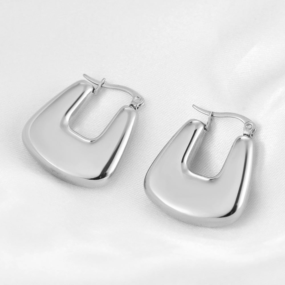 1 Pair Retro Solid Color Titanium Steel Earrings