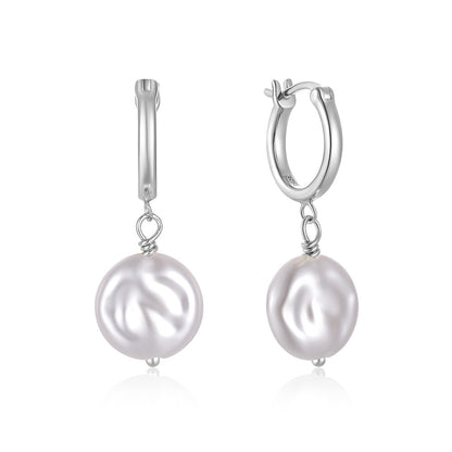 1 Pair Elegant Simple Style Geometric Plating Inlay Sterling Silver Pearl Zircon Drop Earrings