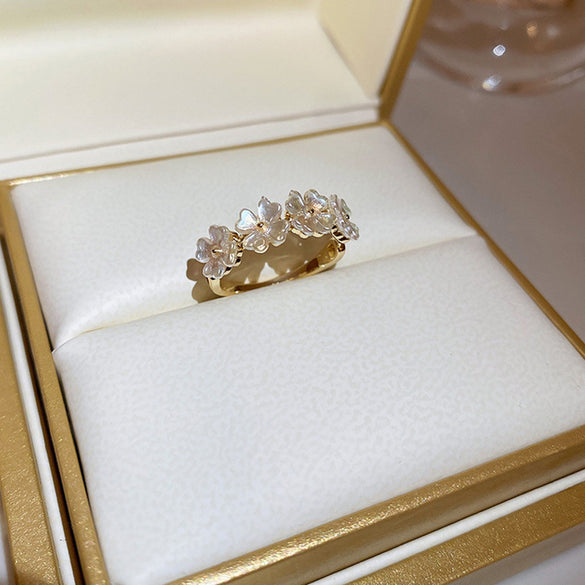 Korean temperament diamond zircon geometric opening ring light luxury niche fashion index finger ring Internet celebrity versatile jewelry women