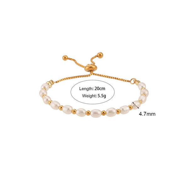 Casual Pearl Geometric Stainless Steel 18K Gold Plated Necklaces