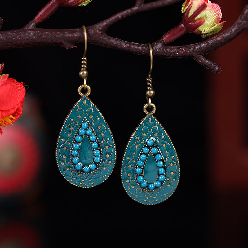 1 Pair Retro Water Droplets Alloy Plating Women's Drop Earrings