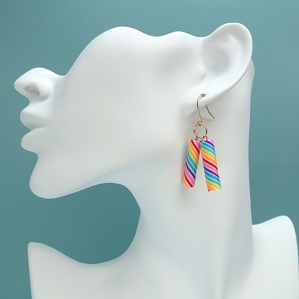 1 Pair Sweet Geometric Color Block Soft Clay Ear Hook