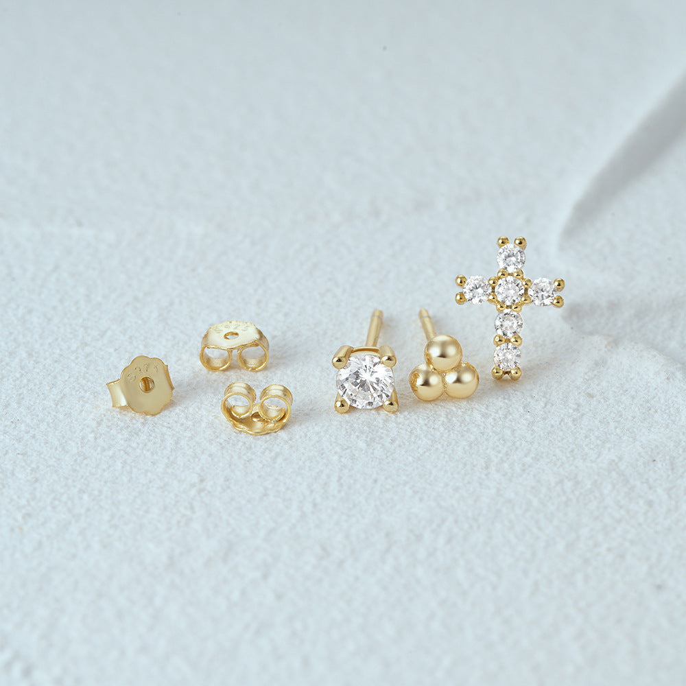 1 Set Simple Style Star Butterfly Plating Sterling Silver Ear Studs