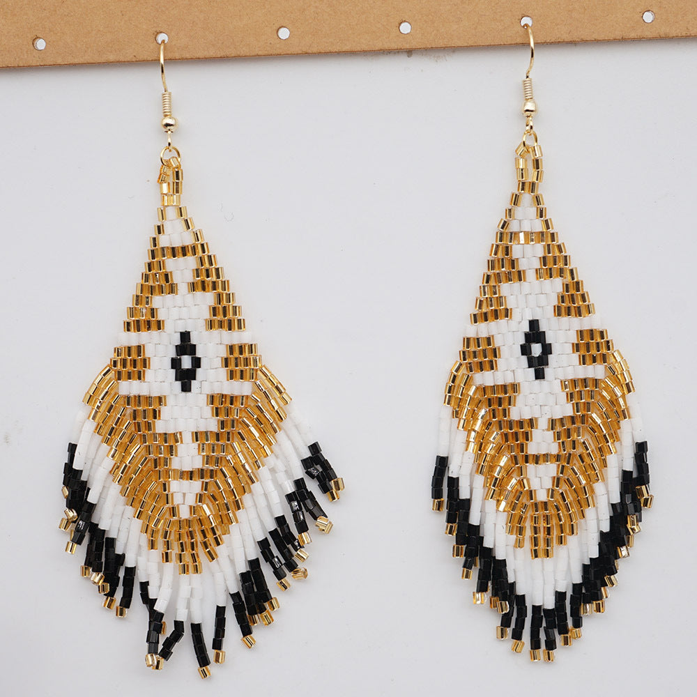 Ethnic Hand-woven Beads Geometric Tassel Earrings Wholesale Gooddiy