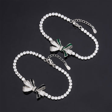 Copper Elegant Glam Bow Knot Plating Inlay Zircon Bracelets