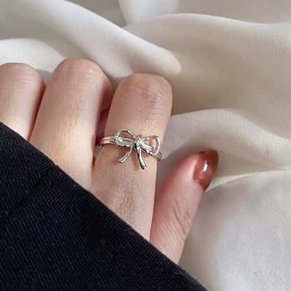 Wholesale IG Style Elegant Bow Knot Copper Plating Open Rings