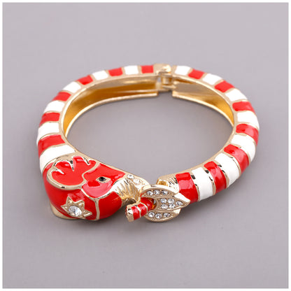 Elegant Streetwear Animal Alloy Enamel Inlay Artificial Diamond Women's Bangle