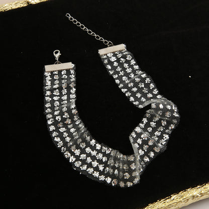 Fashion Transparent Mesh Sequins Necklace