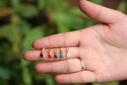 Retro Style Water Drop Inlaid Colorful Zircon Copper Earrings Wholesale