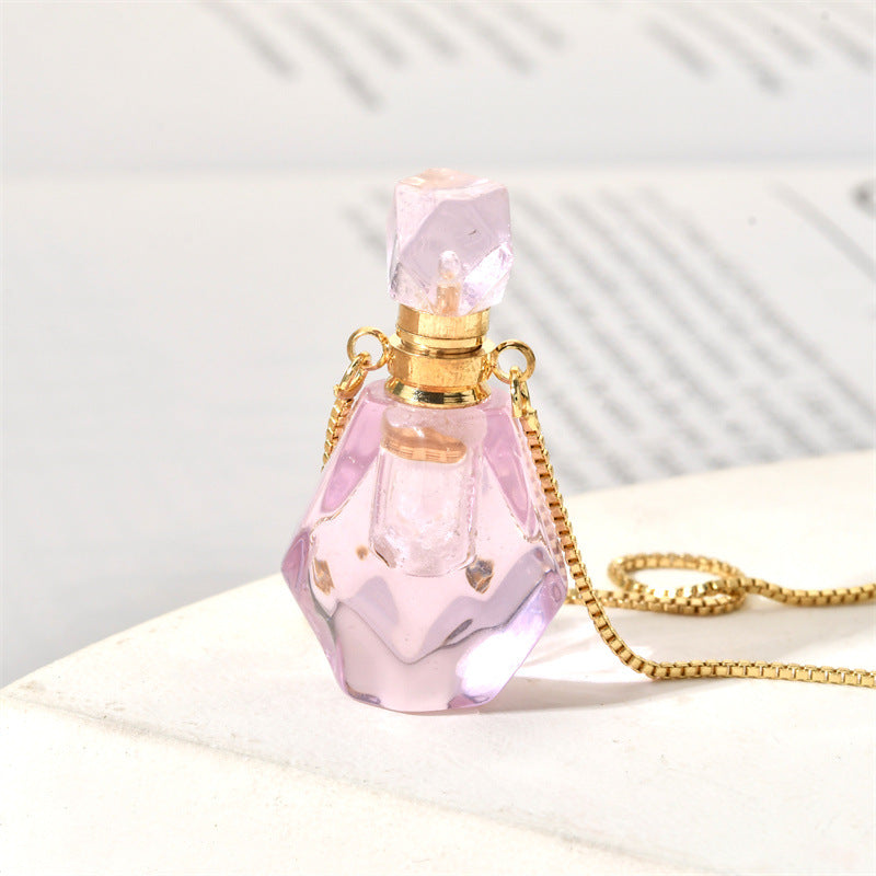 Elegant Sweet Perfume Bottle Stone Copper Pendant Necklace