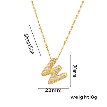 Letter Text Number Titanium Steel 18K Gold Plated Necklaces