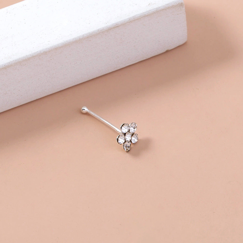 Classic White Rhinestone Nose Stud Set Piercing Nose Jewelry