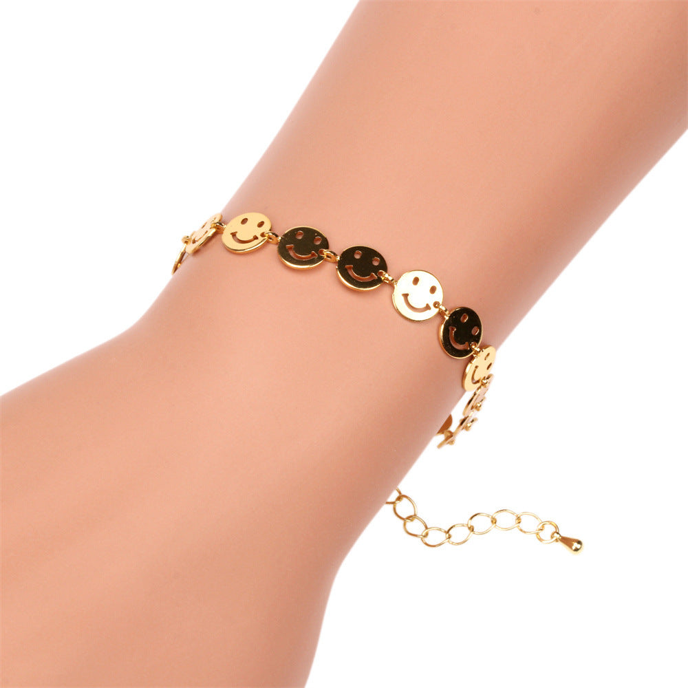 Simple Fashion Copper Smiley Face Chain Bracelet Necklace Wholesale Gooddiy