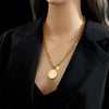 Coin Chain Geometric Titanium Steel Electroplating Necklaces