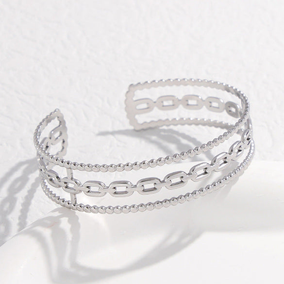 Expressive Stripe Stainless Steel Electroplating Bangles