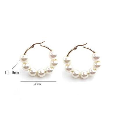 Wholesale Jewelry Simple Style Geometric Solid Color Imitation Pearl Plating Ear Studs