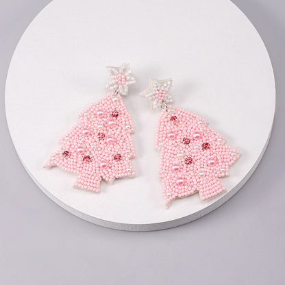 1 Pair Cute Christmas Tree Crutch Snowflake Plastic Drop Earrings