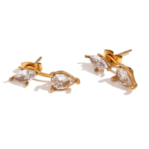 Fashion Droplet Geometric Stainless Steel 18K Gold Plated Stud Earrings