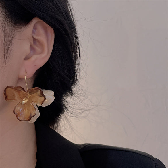 1 Pair Exaggerated Flower Plating Arylic Earrings