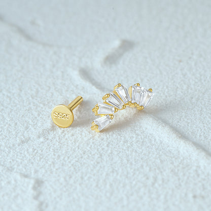 1 Piece Simple Style Flower Plating Sterling Silver Zircon Ear Studs