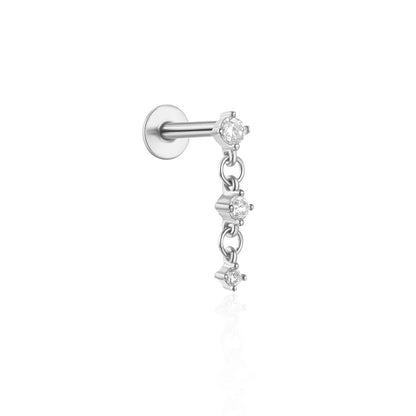 1 Piece Simple Style Flower Plating Sterling Silver Zircon Ear Studs