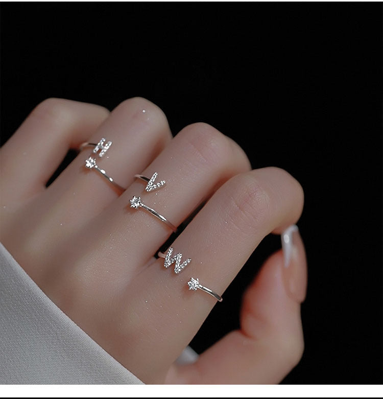 Ig Style Simple Style Letter Copper Plating Inlay Zircon Open Ring