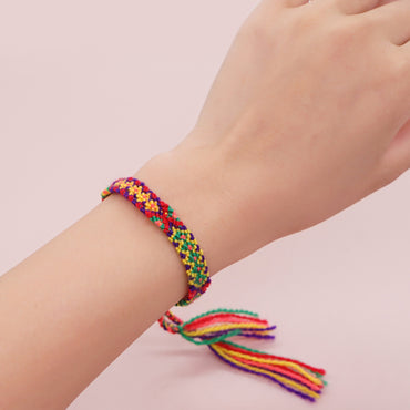 Bohemian Geometric Color Block Rope Tassel Women's Bracelets