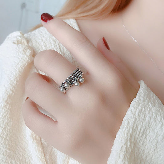 Wholesale Jewelry Retro Geometric Alloy Tassel Plating Open Ring