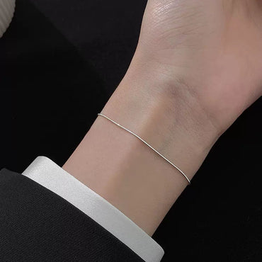 Simple Style Solid Color Sterling Silver Polishing Bracelets