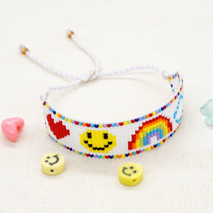 Simple Miyuki Beads Weaving Blue Sky And White Clouds Rainbow Bracelet Female