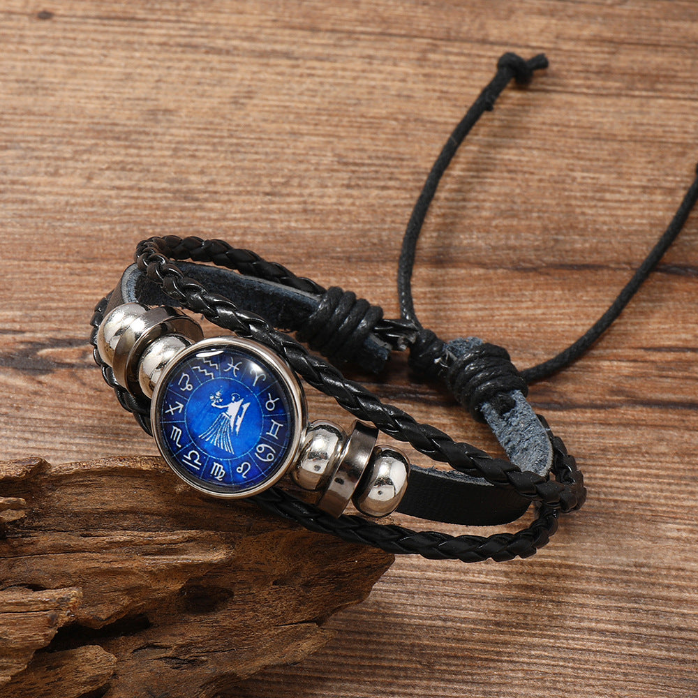 Retro Constellation Pu Leather Knitting Unisex Bracelets