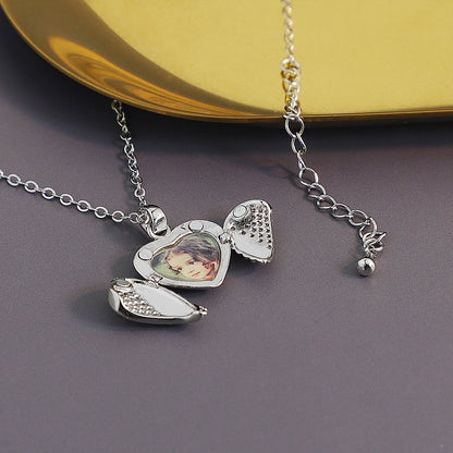 Fashion Heart Shape Copper Pendant Necklace Plating Inlay Artificial Diamond Copper Necklaces