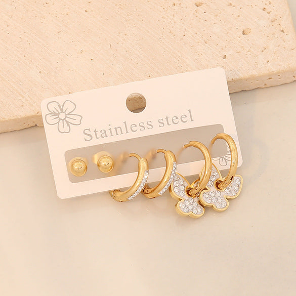 Fashion Heart Stainless Steel Electroplating Earrings
