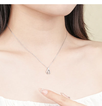 Simple Style Water Droplets Sterling Silver Inlay Zircon Pendant Necklace