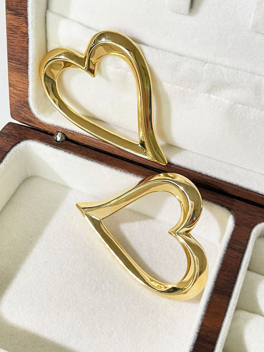 1 Pair Exaggerated Simple Style Heart Shape Plating Copper 18k Gold Plated Drop Earrings